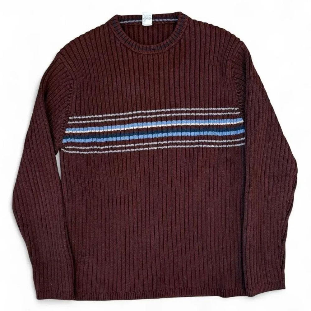 Vintage Gap Long Sleeve Ribbed Striped Knit Sweatshirt Adult Size XL Preppy Y2K
